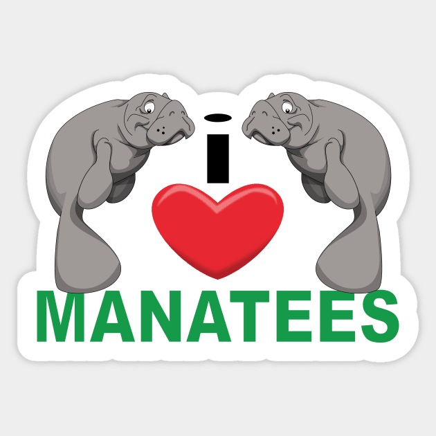 I Heart Manatees Sticker by Wickedcartoons